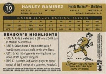 2009 Topps Heritage #10 Hanley Ramirez Back