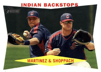 2009 Topps Heritage #292 Indian Backstops (Victor Martinez / Kelly Shoppach) Front