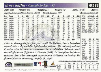 1997 Score Hobby Reserve #HR332 Bruce Ruffin Back