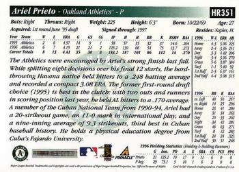 1997 Score Hobby Reserve #HR351 Ariel Prieto Back