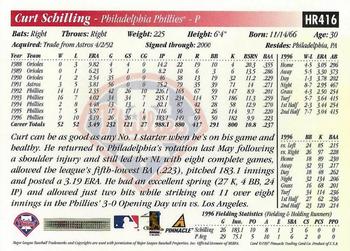 1997 Score Hobby Reserve #HR416 Curt Schilling Back