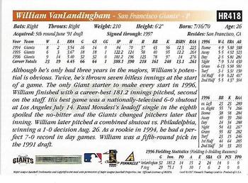 1997 Score Hobby Reserve #HR418 William Van Landingham Back
