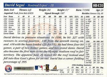 1997 Score Hobby Reserve #HR420 David Segui Back