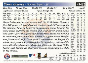 1997 Score Hobby Reserve #HR422 Shane Andrews Back