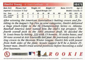 1997 Score Hobby Reserve #HR478 Dmitri Young Back