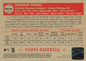 2001 Topps Heritage - Autographs #THA-AP Andy Pafko Back