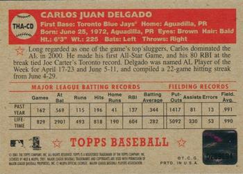 2001 Topps Heritage - Autographs #THA-CD Carlos Delgado Back
