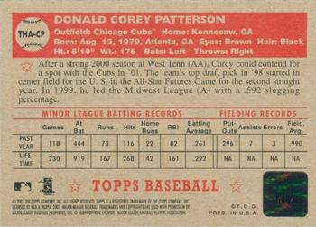 2001 Topps Heritage - Autographs #THA-CP Corey Patterson Back