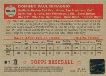 2001 Topps Heritage - Autographs #THA-DD Dom DiMaggio Back