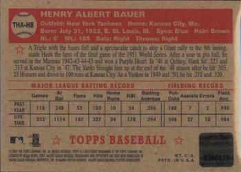 2001 Topps Heritage - Autographs #THA-HB Hank Bauer Back