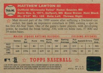 2001 Topps Heritage - Autographs #THA-ML Matt Lawton Back