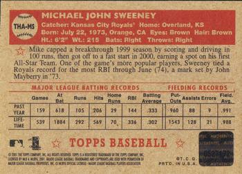 2001 Topps Heritage - Autographs #THA-MS Mike Sweeney Back