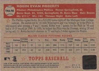 2001 Topps Heritage - Autographs #THA-RR Robin Roberts Back
