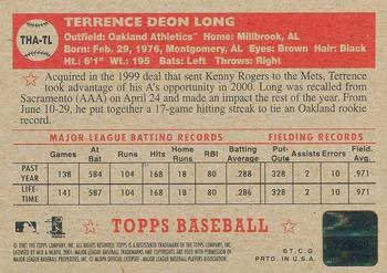 2001 Topps Heritage - Autographs #THA-TL Terrence Long Back