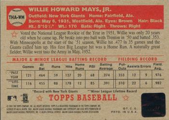 2001 Topps Heritage - Autographs #THA-WM Willie Mays Back