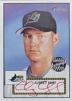 2001 Topps Heritage - Autographs Red Ink #THA-AH Aubrey Huff Front