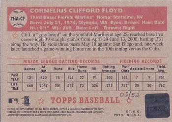 2001 Topps Heritage - Autographs Red Ink #THA-CF Cliff Floyd Back