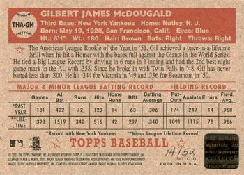 2001 Topps Heritage - Autographs Red Ink #THA-GM Gil McDougald Back