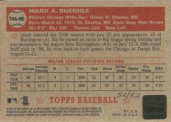 2001 Topps Heritage - Autographs Red Ink #THA-MB Mark Buehrle Back