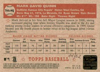 2001 Topps Heritage - Autographs Red Ink #THA-MQ Mark Quinn Back