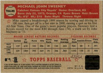 2001 Topps Heritage - Autographs Red Ink #THA-MS Mike Sweeney Back