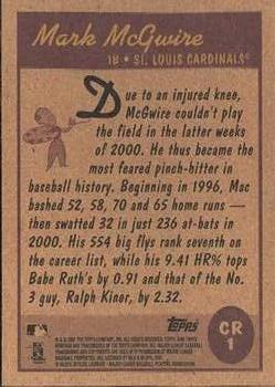 2001 Topps Heritage - Classic Renditions #CR1 Mark McGwire Back