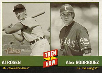 2002 Topps Heritage - Then and Now #TN8 Al Rosen / Alex Rodriguez Front