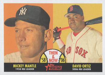 2007 Topps Heritage - Then and Now #TN2 Mickey Mantle / David Ortiz Front