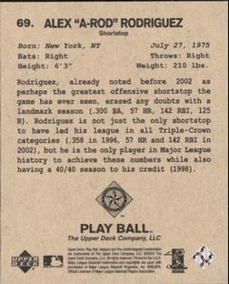 2003 Upper Deck Play Ball - 1941 Series #69 Alex Rodriguez Back