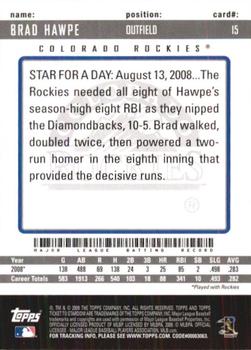 2009 Topps Ticket to Stardom #15 Brad Hawpe Back