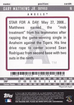 2009 Topps Ticket to Stardom #16 Gary Matthews Jr. Back