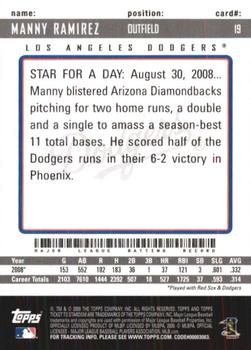 2009 Topps Ticket to Stardom #19 Manny Ramirez Back
