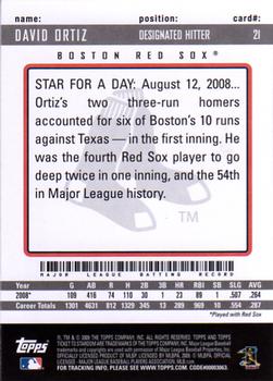 2009 Topps Ticket to Stardom #21 David Ortiz Back