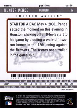 2009 Topps Ticket to Stardom #22 Hunter Pence Back