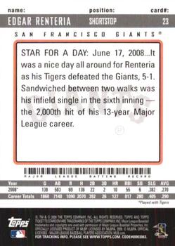 2009 Topps Ticket to Stardom #23 Edgar Renteria Back