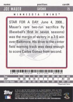 2009 Topps Ticket to Stardom #25 Joe Mauer Back