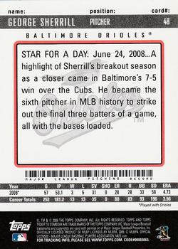 2009 Topps Ticket to Stardom #48 George Sherrill Back