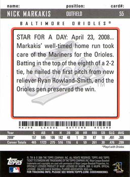 2009 Topps Ticket to Stardom #55 Nick Markakis Back