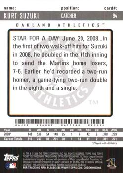 2009 Topps Ticket to Stardom #94 Kurt Suzuki Back