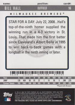 2009 Topps Ticket to Stardom #96 Bill Hall Back