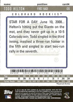 2009 Topps Ticket to Stardom #136 Todd Helton Back