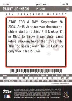 2009 Topps Ticket to Stardom #160 Randy Johnson Back