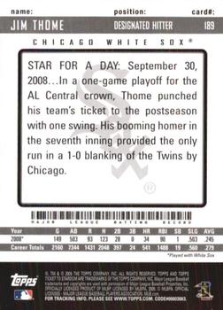 2009 Topps Ticket to Stardom #189 Jim Thome Back