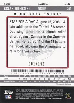 2009 Topps Ticket to Stardom #206 Brian Duensing Back