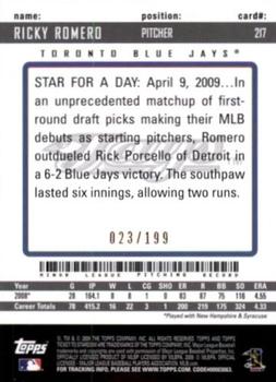 2009 Topps Ticket to Stardom #217 Ricky Romero Back