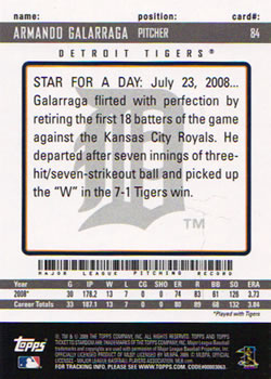 2009 Topps Ticket to Stardom #84 Armando Galarraga Back