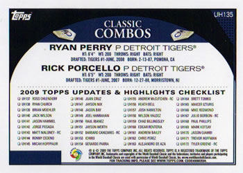 2009 Topps Updates & Highlights #UH135 Detroit Youth Movement (Ryan Perry / Rick Porcello) Back