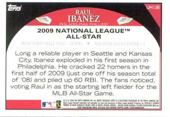 2009 Topps Updates & Highlights #UH136 Raul Ibanez Back