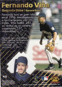 1997 Pacific Prism Invincible #43 Fernando Vina Back