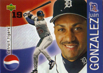 2000 Upper Deck Pepsi Detroit Tigers #9 Juan Gonzalez Front - 9779-9Fr